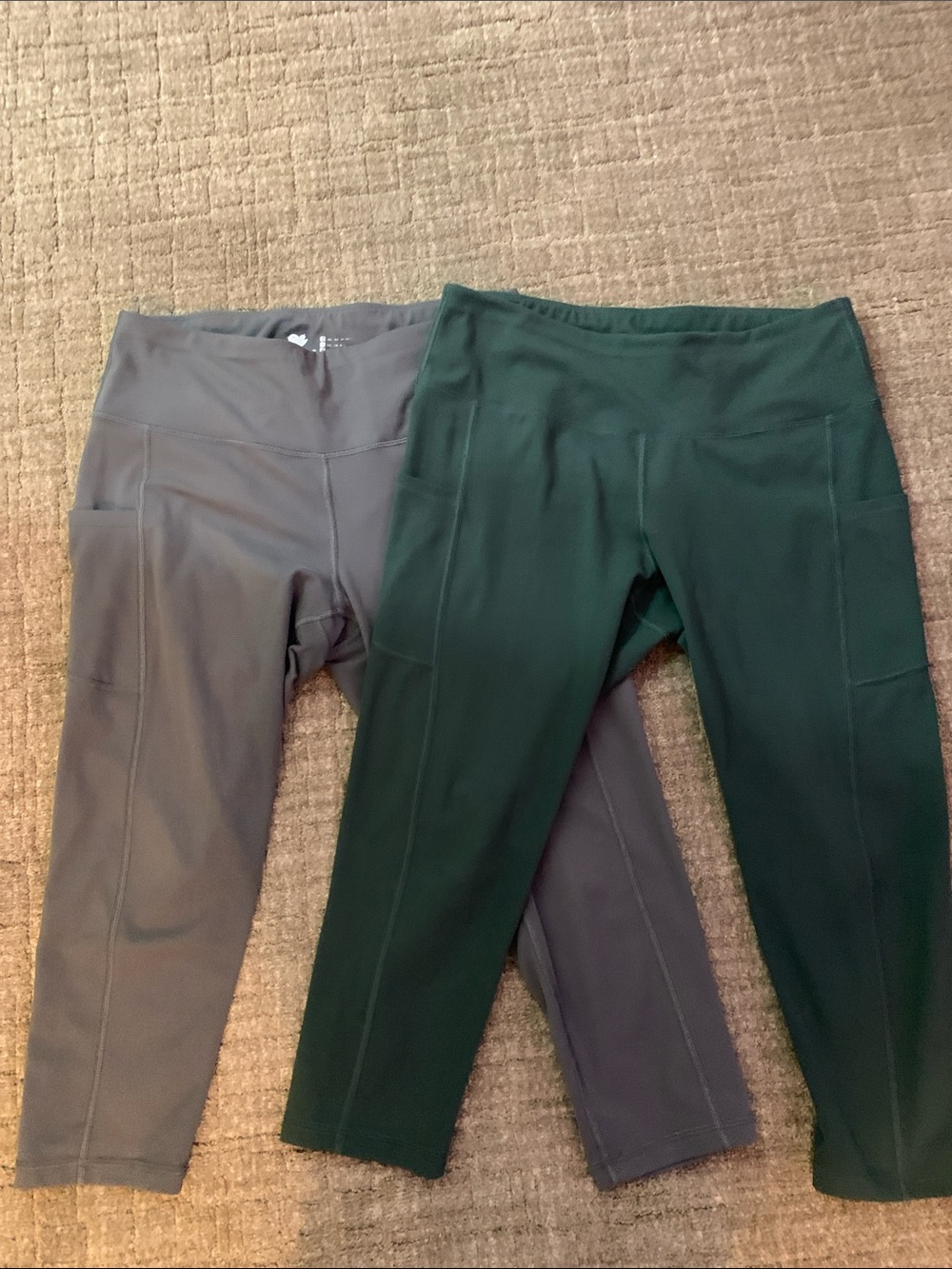 IUGA high waisted cropped leggings in grey and green size L stretch comfortable